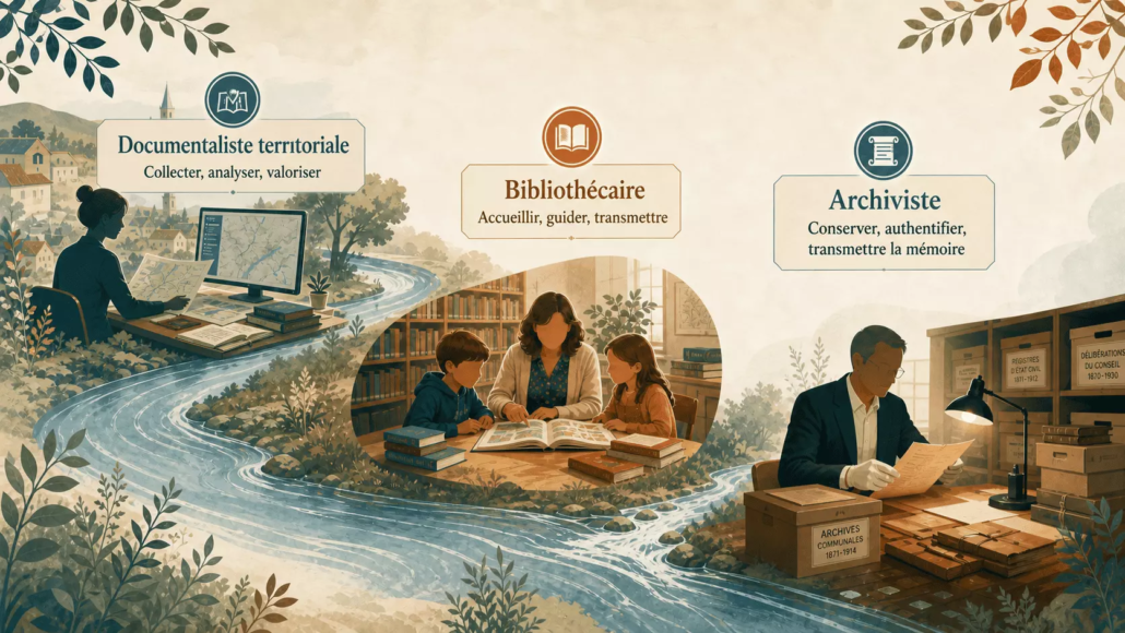 Ne pas confondre : documentaliste territorial, bibliothecair et archiviste, trois métiers qui coulent de source